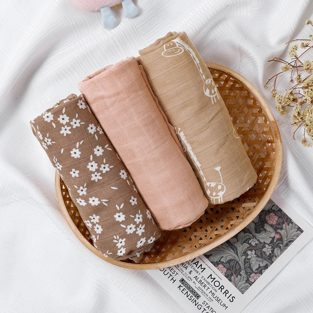 Kangobaby #My Soft Life# New 3pcs Pack Bamboo Cotton Baby Muslin Swaddle Blanket Newborn Wrap Infant Quilt 120x110cm The Little Baby Brand The Little Baby Brand