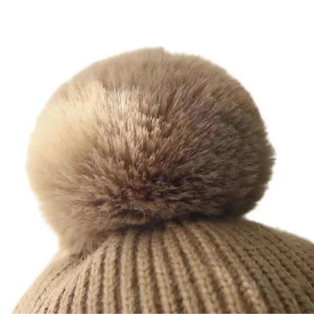 2-8T Baby Hat Big Pompom Beanie with Earflap Wool Plush Children Knitted Cap for Girls Boys Winter Thick Warm Kids Accessories The Little Baby Brand The Little Baby Brand