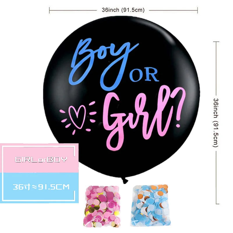 1 Set Giant Boy Or Girl Gender Reveal Black Latex Balloon Baby Shower Confetti Ballons Birthday Gender Reveal Party Decoration The Little Baby Brand The Little Baby Brand
