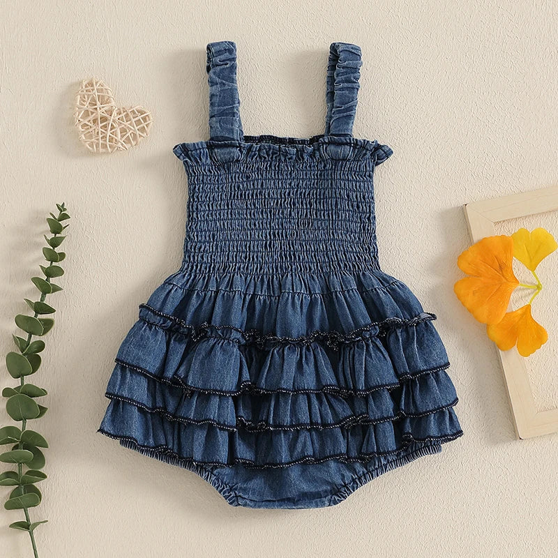 Baby Girls Denim Romper Dress – The Little Baby Brand