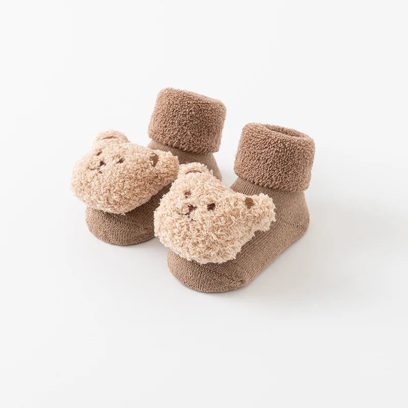 New Cute Cartoon Bear Baby Socks For Boys Girls Winter Soft Cotton Anti Slip Solid Newborn Toddler Sock Kids Thicken Socken The Little Baby Brand The Little Baby Brand