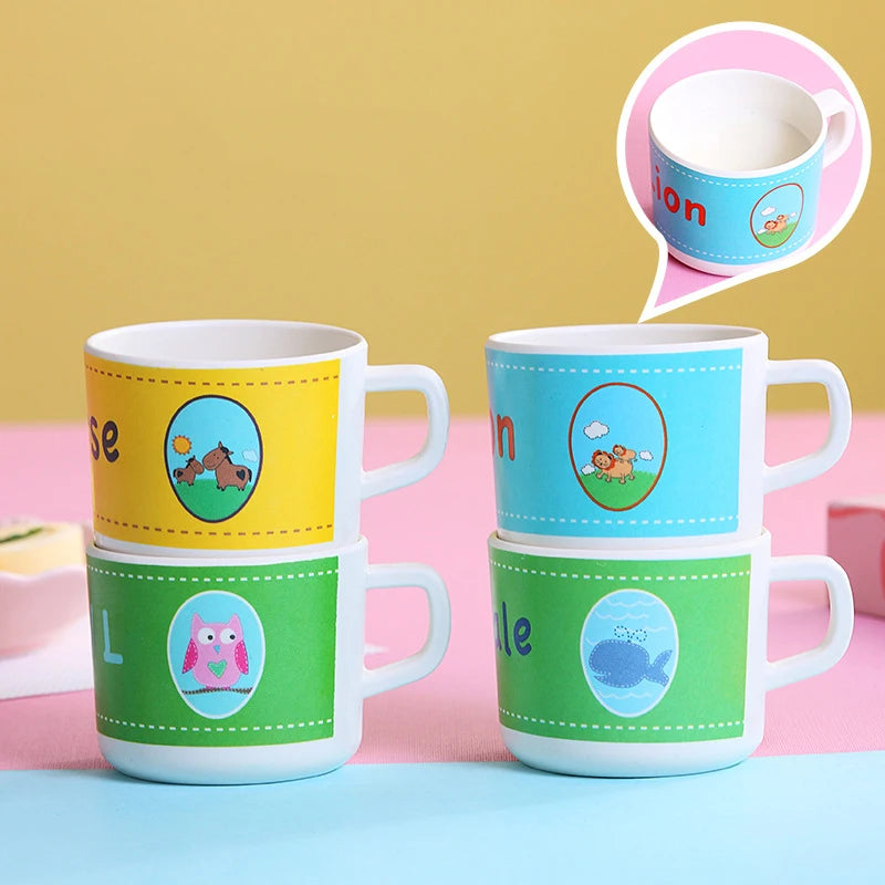 Cartoon Kids Tableware Children Dish with Partitions Bamboo Fiber Food Plates Fall-proof Baby Feeding Bowl Plate Baby Eating Set The Little Baby Brand The Little Baby Brand