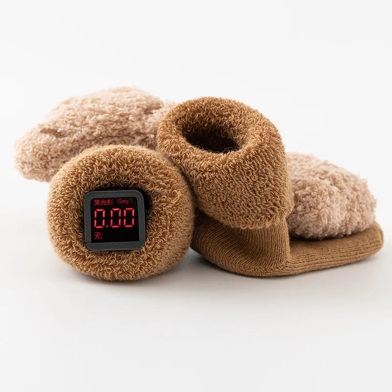 New Cute Cartoon Bear Baby Socks For Boys Girls Winter Soft Cotton Anti Slip Solid Newborn Toddler Sock Kids Thicken Socken The Little Baby Brand The Little Baby Brand