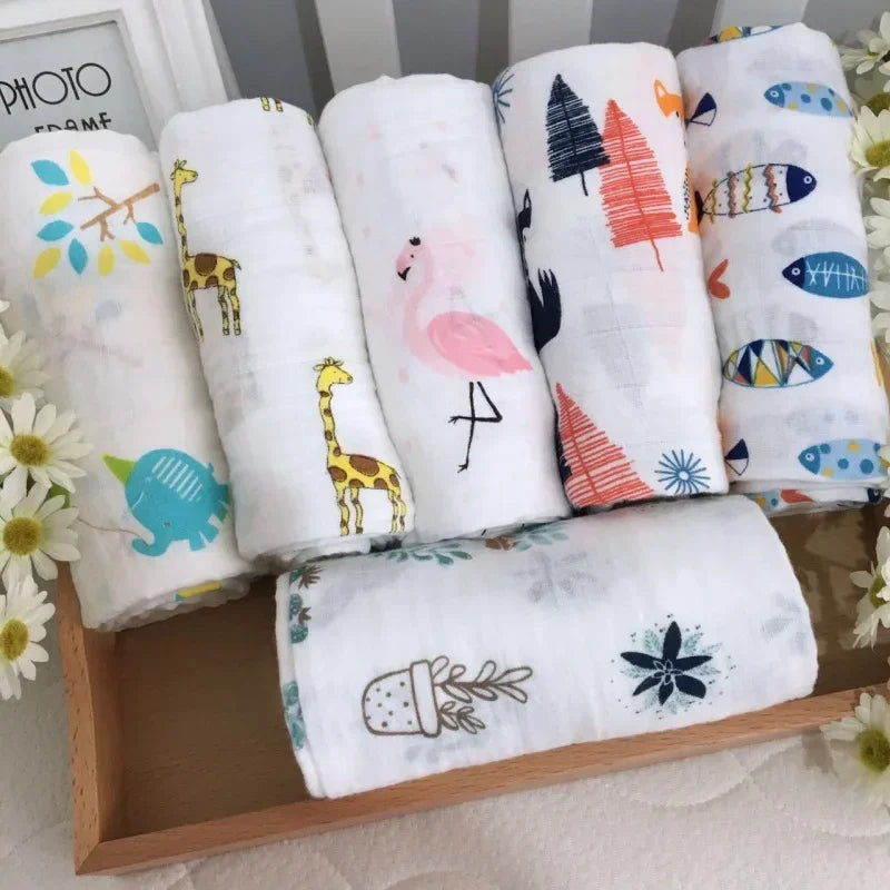 Blanket Swaddling Muslin 100%Cotton Baby Swaddles Soft Newborn Blankets Bath Gauze Infant Wrap sleepsack Stroller Cover Play Mat The Little Baby Brand The Little Baby Brand