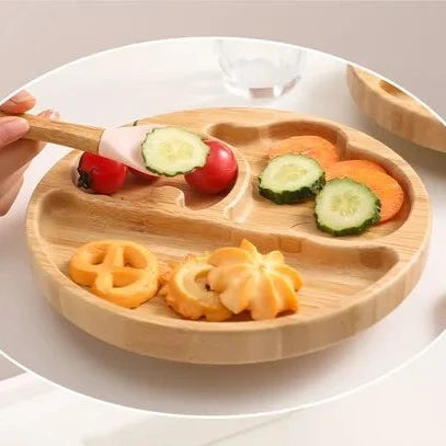 Baby Tableware Set Feeding Bowl Dinner Plate Cup Bibs Spoon Fork Bamboo Wooden Children's Feeding Dishes Sets BPA Free Non-Slip The Little Baby Brand The Little Baby Brand