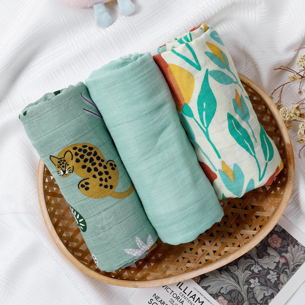 Kangobaby #My Soft Life# New 3pcs Pack Bamboo Cotton Baby Muslin Swaddle Blanket Newborn Wrap Infant Quilt 120x110cm The Little Baby Brand The Little Baby Brand
