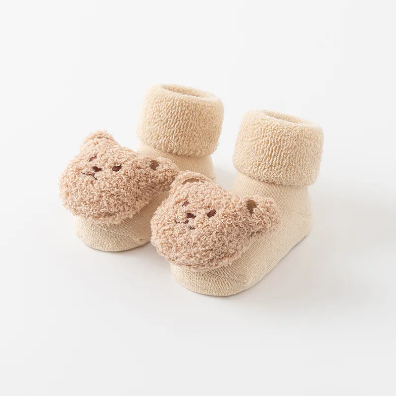 New Cute Cartoon Bear Baby Socks For Boys Girls Winter Soft Cotton Anti Slip Solid Newborn Toddler Sock Kids Thicken Socken The Little Baby Brand The Little Baby Brand