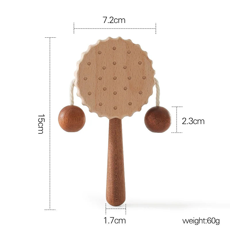 1pc Wooden Montessori Toy Hand bell Toy Baby Mobile Musical Rattle Toy Children Stroller Classic Educational Toys Kid Gifts The Little Baby Brand The Little Baby Brand