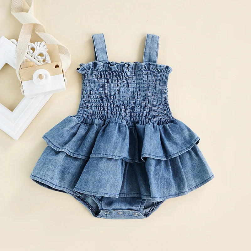 Baby Denim Ruffle Dress – The Little Baby Brand Baby Denim Ruffle Dress – The Little Baby Brand