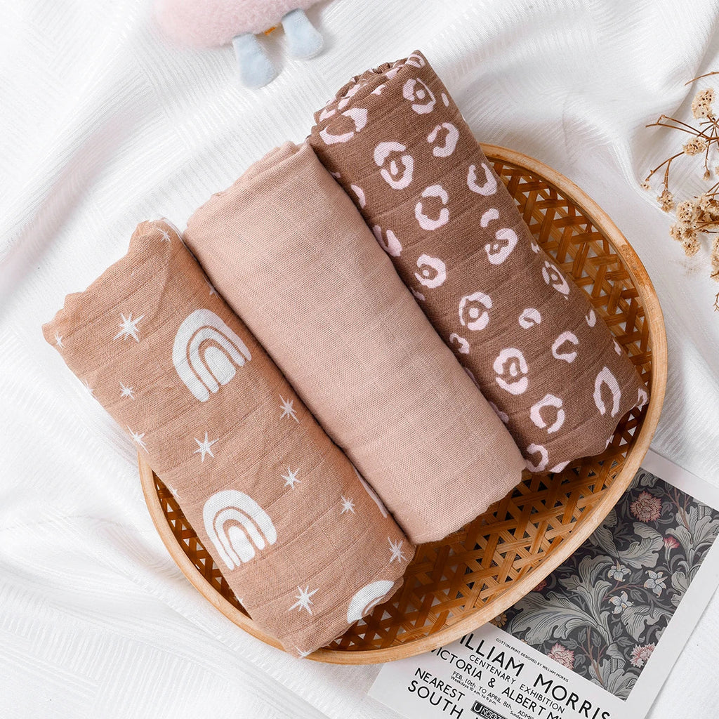 Kangobaby #My Soft Life# New 3pcs Pack Bamboo Cotton Baby Muslin Swaddle Blanket Newborn Wrap Infant Quilt 120x110cm The Little Baby Brand The Little Baby Brand