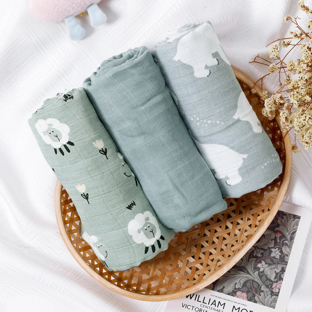 Kangobaby #My Soft Life# New 3pcs Pack Bamboo Cotton Baby Muslin Swaddle Blanket Newborn Wrap Infant Quilt 120x110cm The Little Baby Brand The Little Baby Brand
