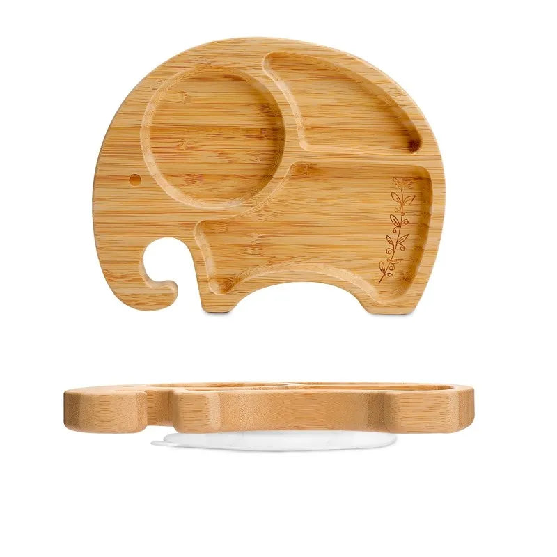 Baby Tableware Set Feeding Bowl Dinner Plate Cup Bibs Spoon Fork Bamboo Wooden Children's Feeding Dishes Sets BPA Free Non-Slip The Little Baby Brand The Little Baby Brand