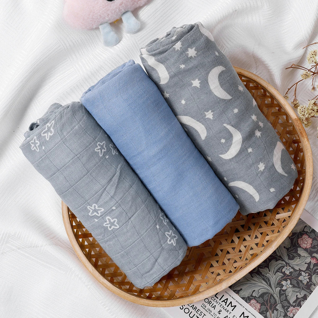 Kangobaby #My Soft Life# New 3pcs Pack Bamboo Cotton Baby Muslin Swaddle Blanket Newborn Wrap Infant Quilt 120x110cm The Little Baby Brand The Little Baby Brand