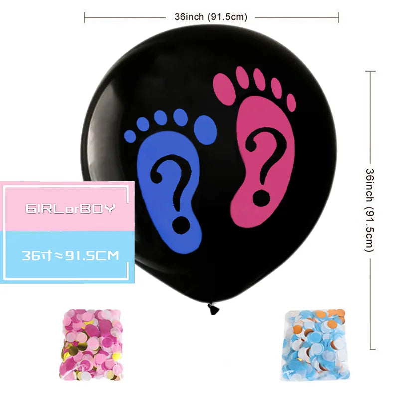 1 Set Giant Boy Or Girl Gender Reveal Black Latex Balloon Baby Shower Confetti Ballons Birthday Gender Reveal Party Decoration The Little Baby Brand The Little Baby Brand