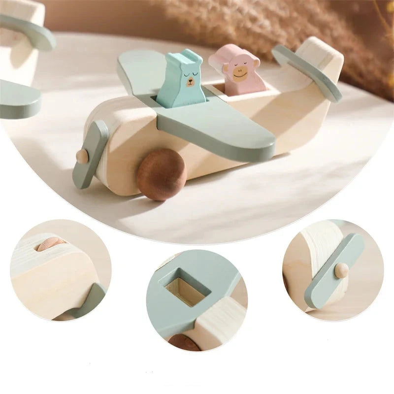 Baby Wooden Building Blocks Aircraft Manned Model Toys Montessori Education Wood Adornment Toys Baby Blocks Toys Birthday Gifts The Little Baby Brand The Little Baby Brand
