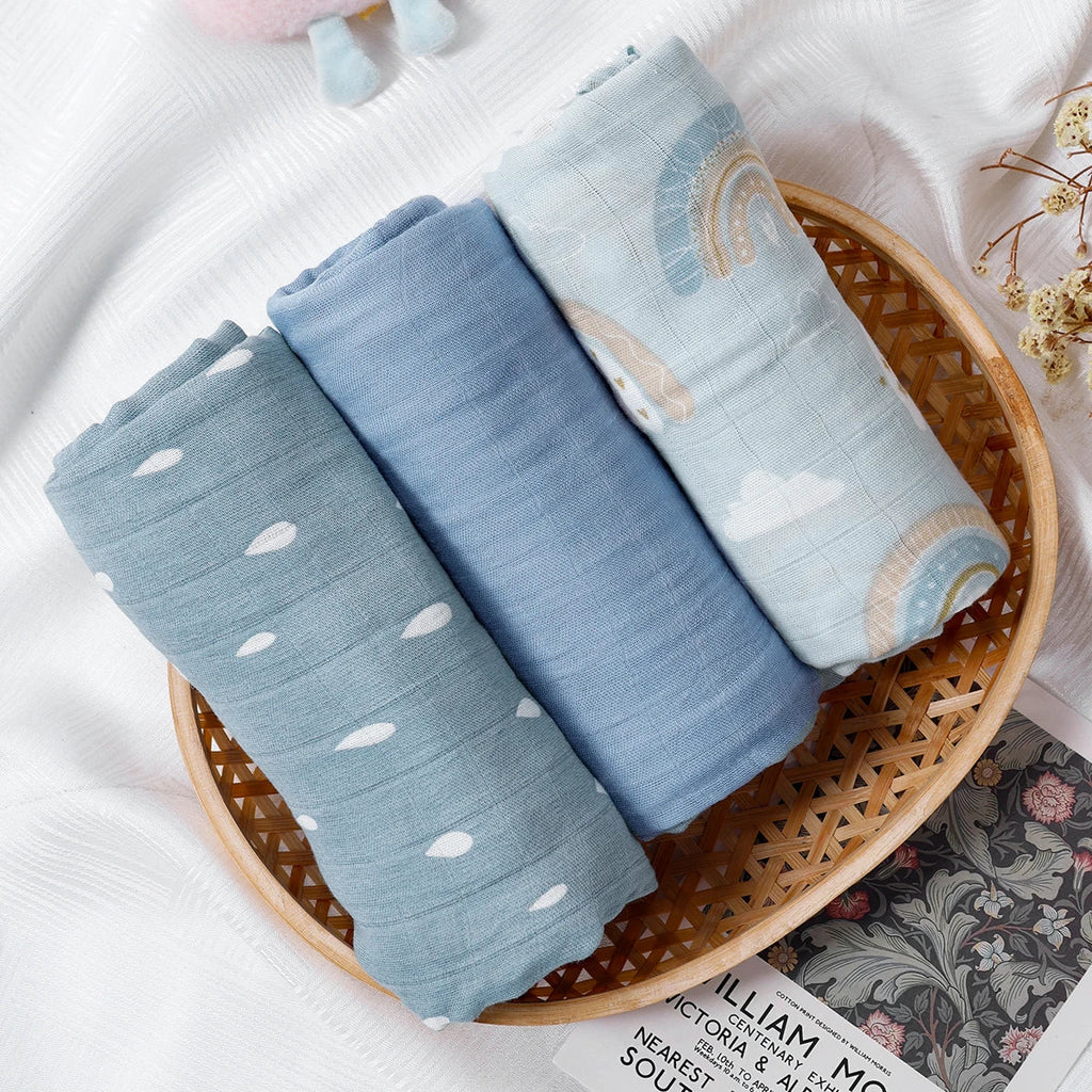 Kangobaby #My Soft Life# New 3pcs Pack Bamboo Cotton Baby Muslin Swaddle Blanket Newborn Wrap Infant Quilt 120x110cm The Little Baby Brand The Little Baby Brand