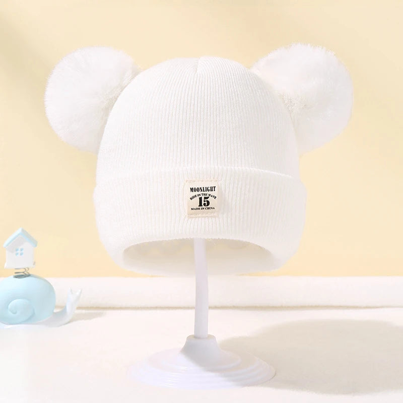 Autumn Winter Baby Warm Knitted Hats With Pom Kids Knit Beanie Hat Solid Color Children Hat For Boys Girls Accessories The Little Baby Brand The Little Baby Brand