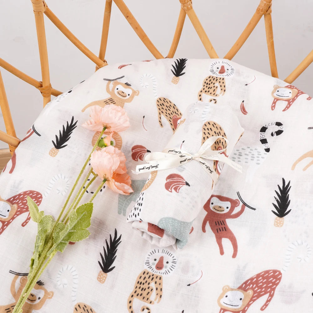 Elinfant Muslin Swaddle Blankets 100% cotton 120*110cm 2 Layers Newborn Baby Bath Towel Wrap Nursing Cover The Little Baby Brand The Little Baby Brand