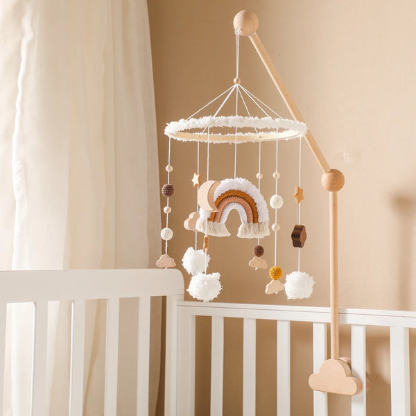 Baby Bed Bell Hanging Toy 0-12 Months Newborn Wooden Mobile Music Box Rattle Toy Crib Holder Bracket Infant Bed Bell Accessories The Little Baby Brand The Little Baby Brand