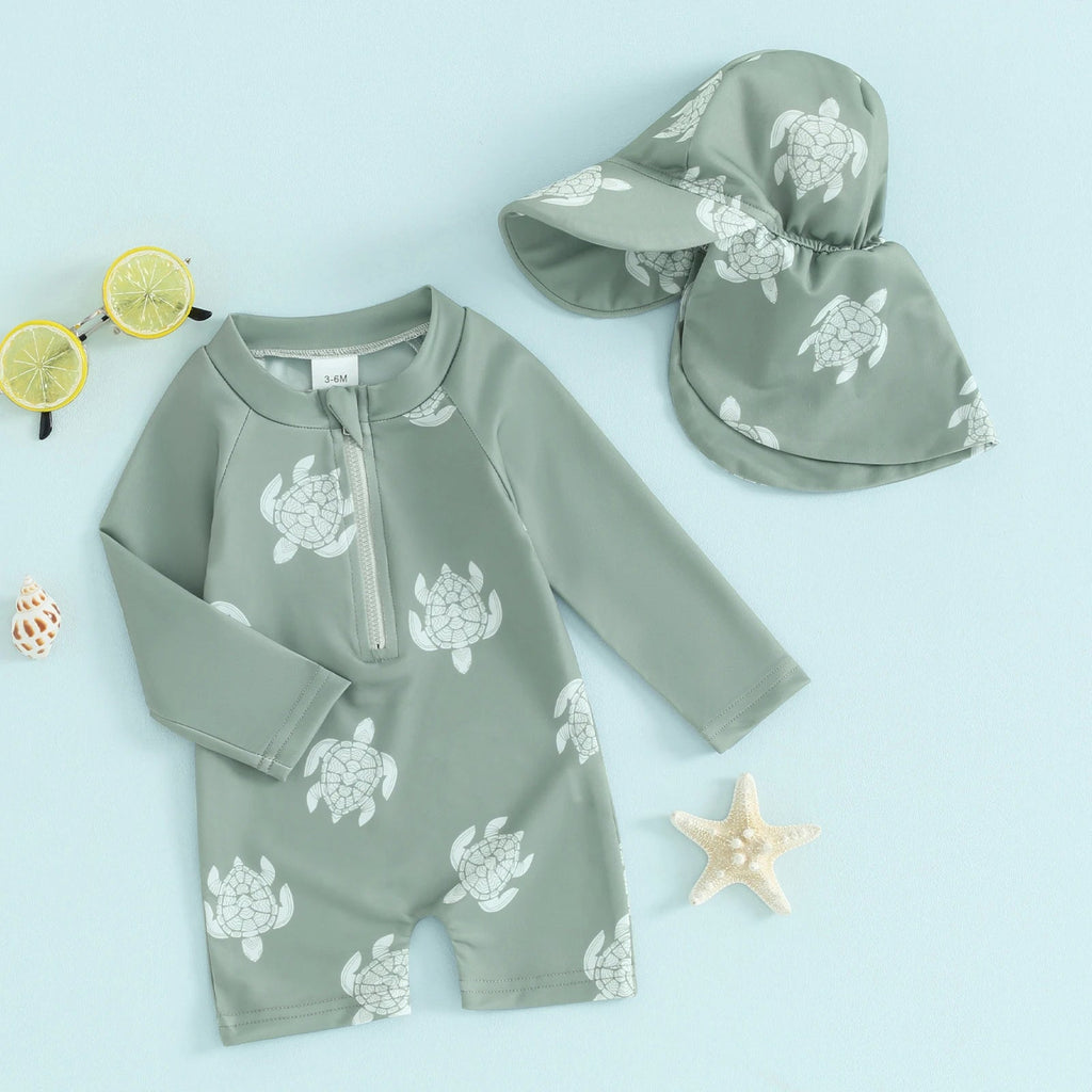 Baby Swimwear Turtle Baby Swimsuit with Hat (Copy) The Little Baby Brand The Little Baby Brand