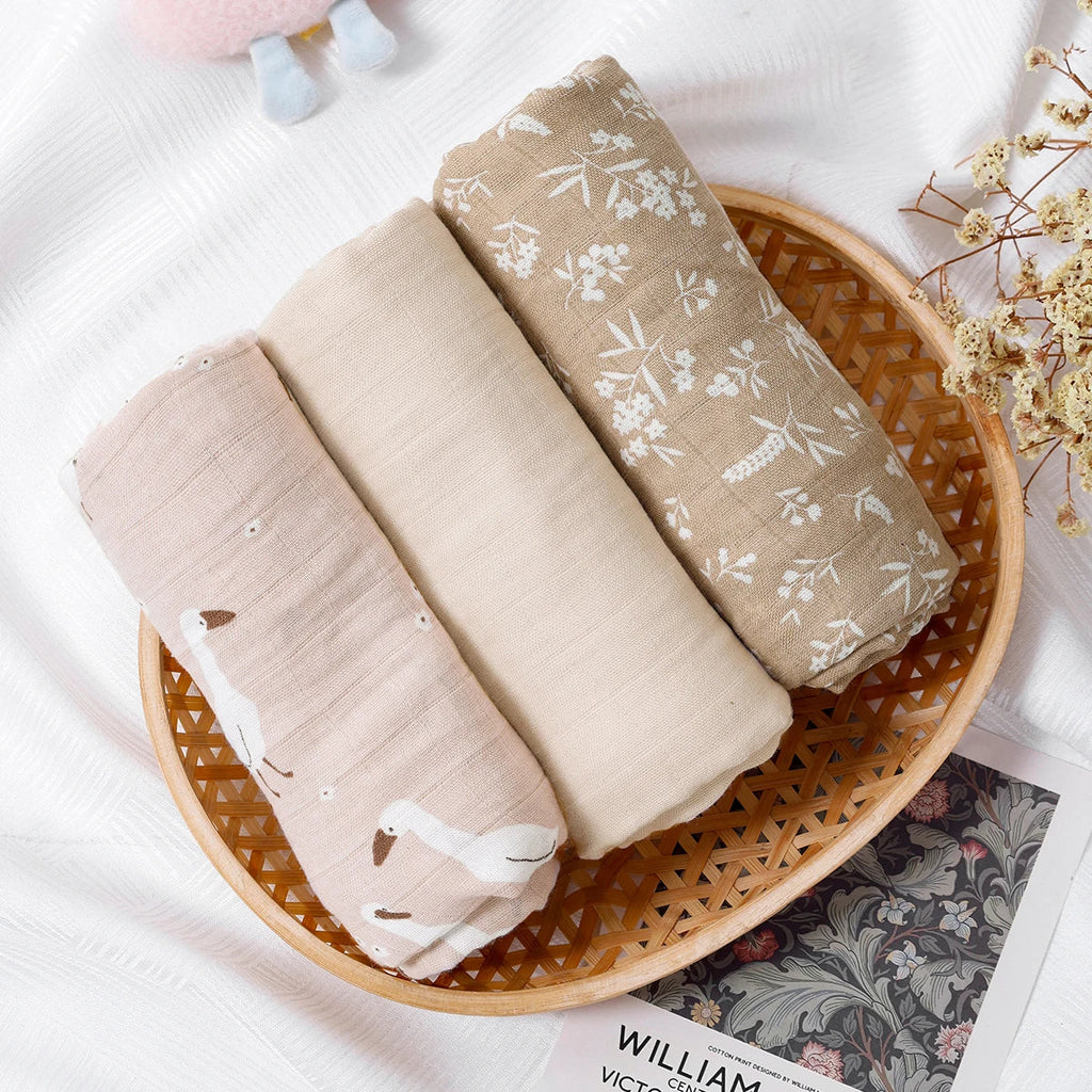 Kangobaby #My Soft Life# New 3pcs Pack Bamboo Cotton Baby Muslin Swaddle Blanket Newborn Wrap Infant Quilt 120x110cm The Little Baby Brand The Little Baby Brand
