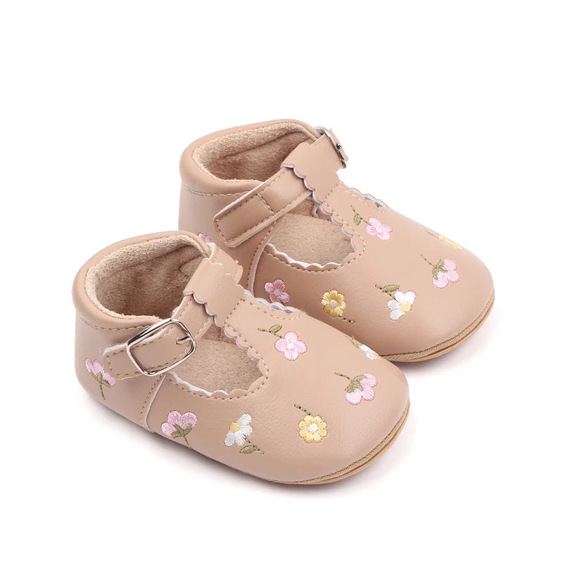 Baby Anti-Slip Breathable Sandal, Soft PU, TPR Sole, Spring and Autumn Shoes, Embroidery Flower, New Fashion, 2023 The Little Baby Brand The Little Baby Brand