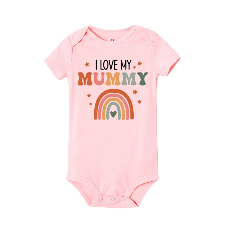 I Love Mummy & Daddy Rainbow Printed Newborn Baby Bodysuits Funny Summer Short Sleeve Infant Rompers Body Boys Girls Jumpsuits The Little Baby Brand The Little Baby Brand