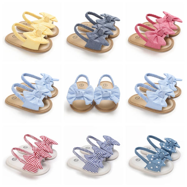 Baby Girls Bow Knot Sandals Summer Soft Sole Flat Princess Dress Shoes Infant Non-Slip First Walkers Footwear 0-18M The Little Baby Brand The Little Baby Brand
