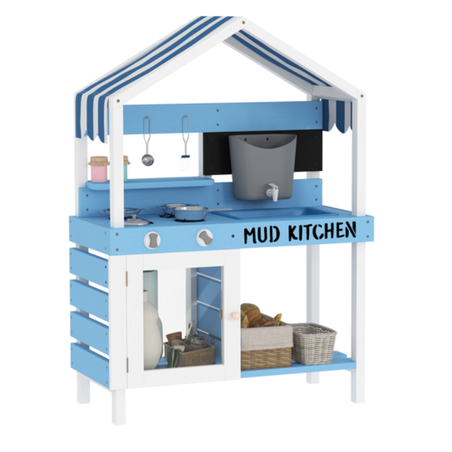 AIYAPLAY Kids Mud Kitchen, Outdoor Play Kitchen for Boys Girls, Blue AIYAPLAY The Little Baby Brand