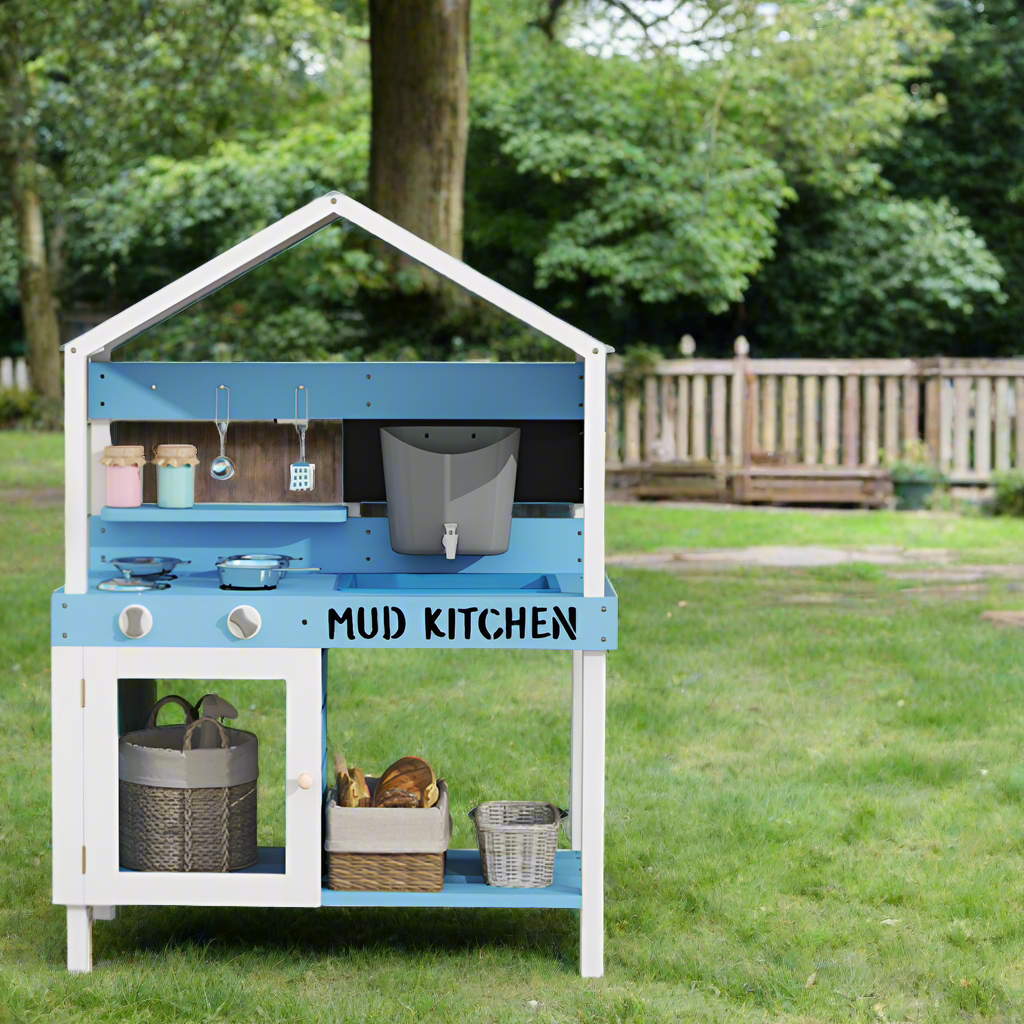 AIYAPLAY Kids Mud Kitchen, Outdoor Play Kitchen for Boys Girls, Blue AIYAPLAY The Little Baby Brand