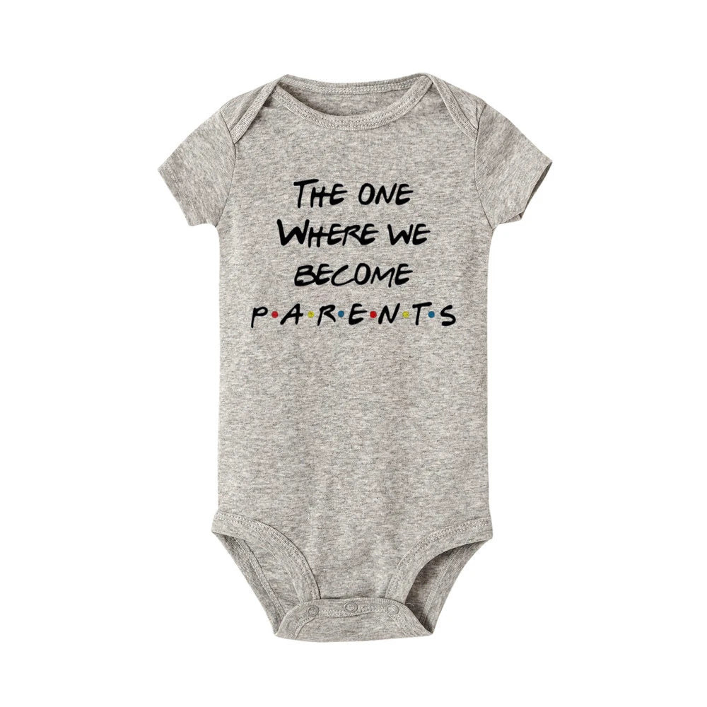 Pregnancy Announcement Friends Newborn Bodysuit Baby Infant Toddler Jumpsuit We Become Parents Baby Clothes Gifts for New Parent The Little Baby Brand The Little Baby Brand
