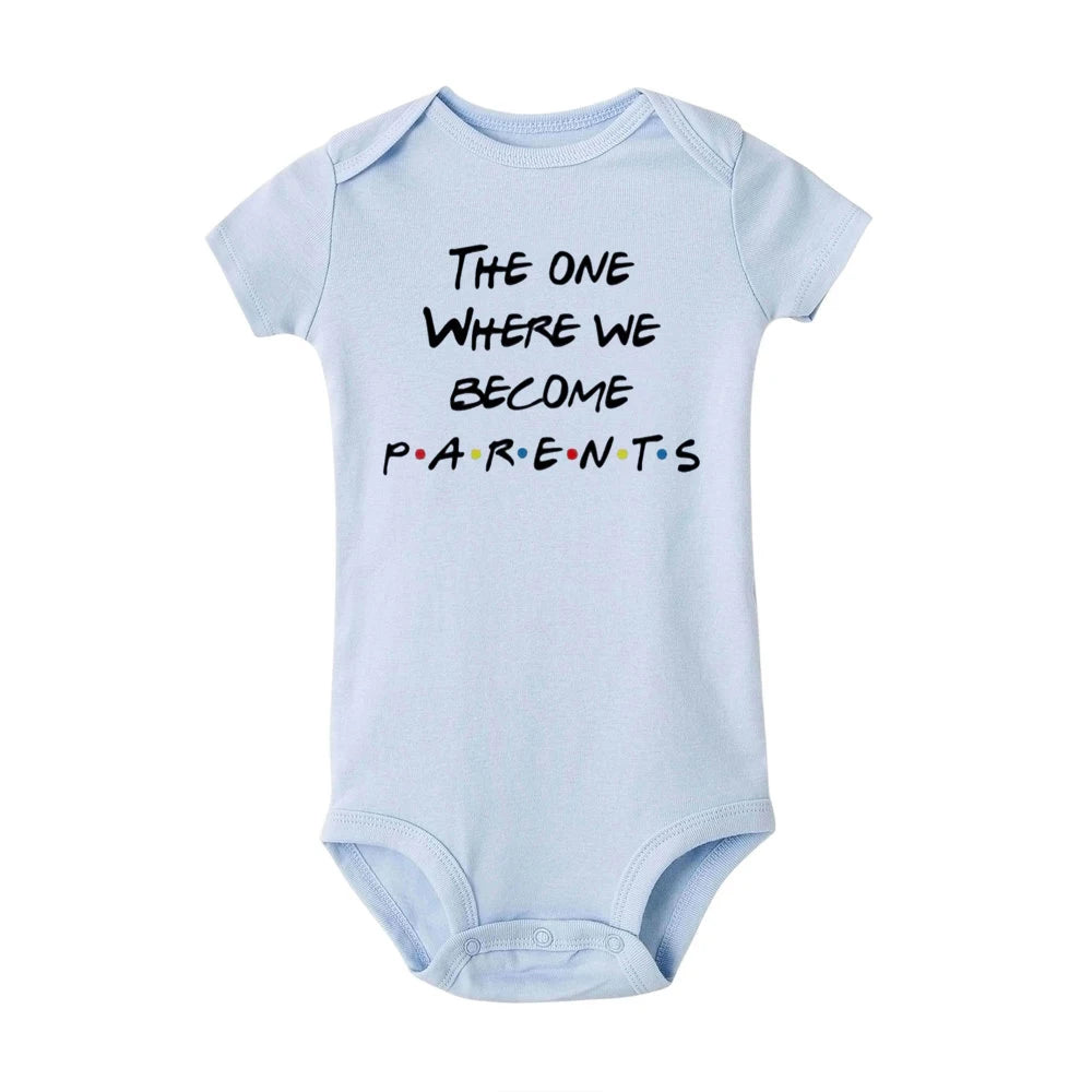 Pregnancy Announcement Friends Newborn Bodysuit Baby Infant Toddler Jumpsuit We Become Parents Baby Clothes Gifts for New Parent The Little Baby Brand The Little Baby Brand