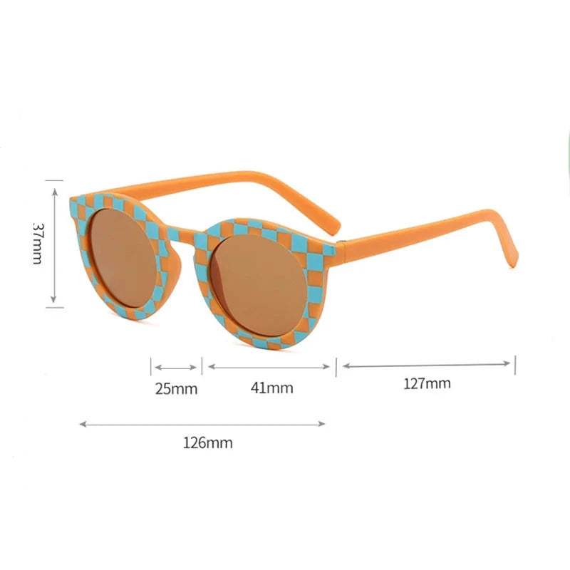 New Arrival 2-10 Years Kids Cute Round Sunglasses Boys Girls Baby Lattice Outdoor Children Fashion Cat Eye White Pink Shades The Little Baby Brand The Little Baby Brand