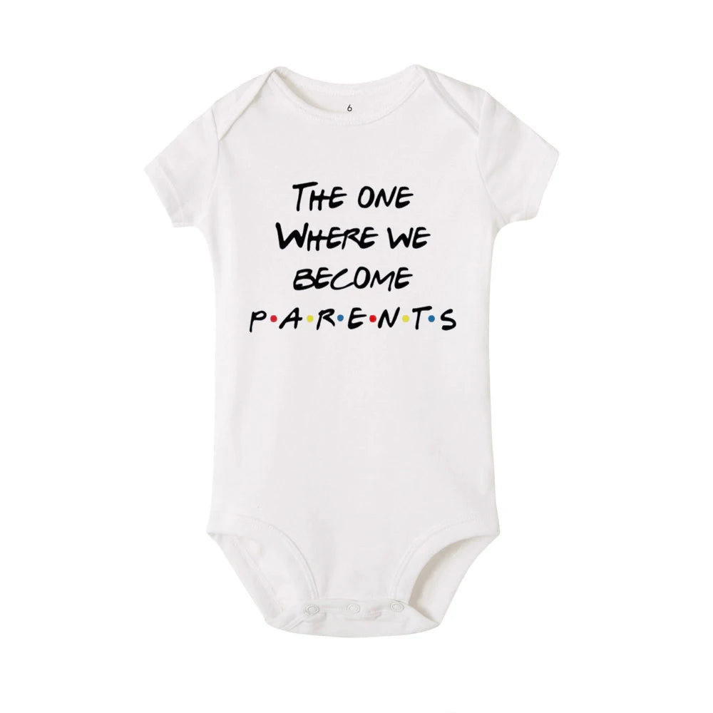 Pregnancy Announcement Friends Newborn Bodysuit Baby Infant Toddler Jumpsuit We Become Parents Baby Clothes Gifts for New Parent The Little Baby Brand The Little Baby Brand