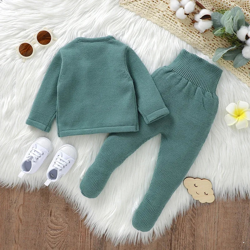 Baby Clothes Set Knit Fashion Solid Warm Infant Sweater Trousers Leggings Autumn Newborn Girl Boy Long Sleeve Pullover Pants 2PC The Little Baby Brand The Little Baby Brand