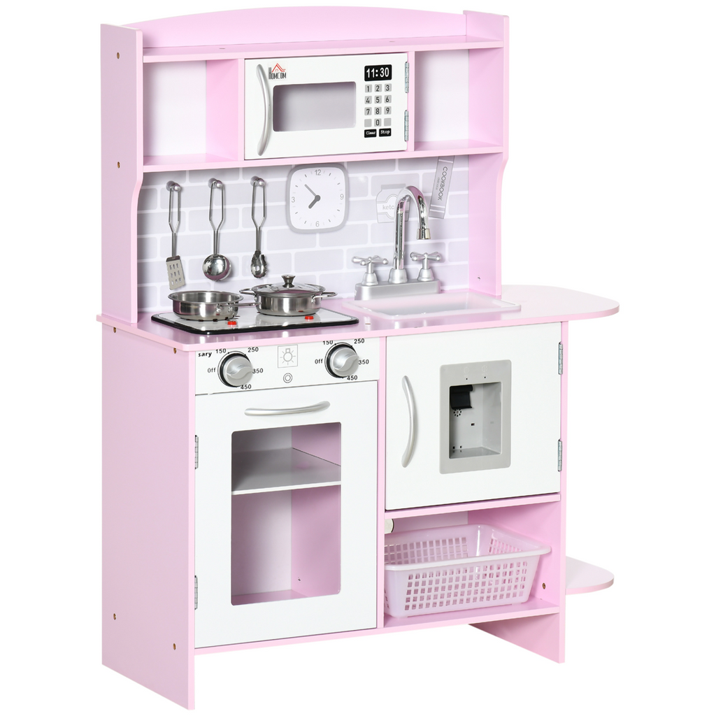 Kitchen Set for Kids W/ Lights Sounds, Microwave, Sink, for Aged 3-6 HOMCOM Unbranded The Little Baby Brand