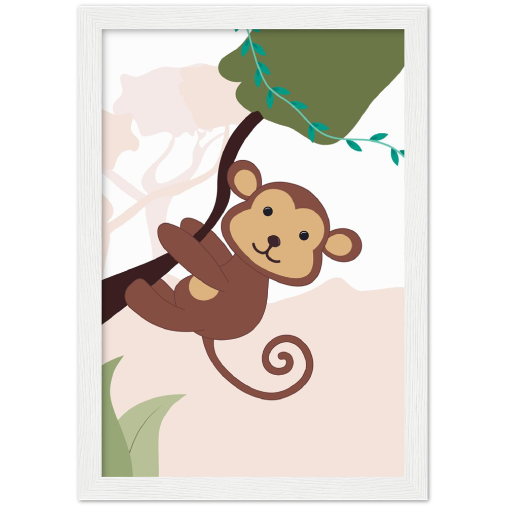 Nursery Monkey Wooden Framed Wall Art Gelato The Little Baby Brand