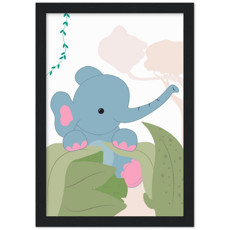 Nursery Elephant Wooden Framed Wall Art Gelato The Little Baby Brand