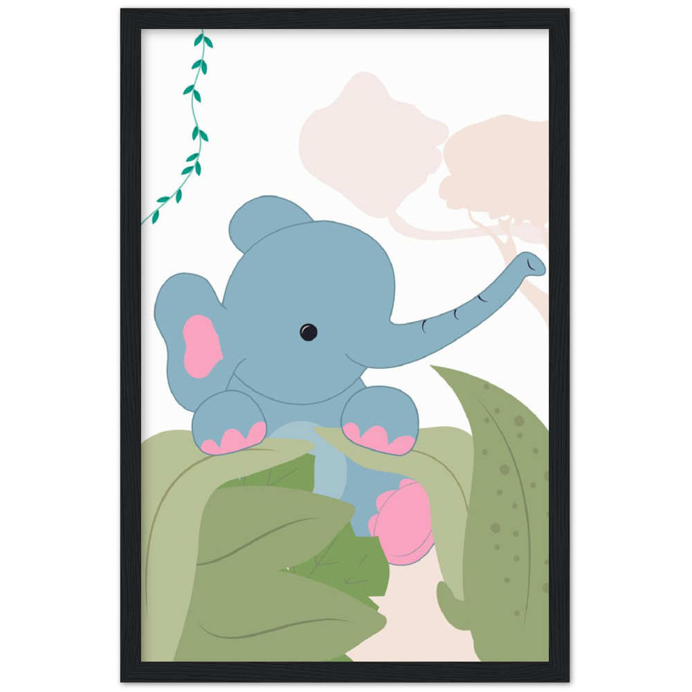 Nursery Elephant Wooden Framed Wall Art Gelato The Little Baby Brand