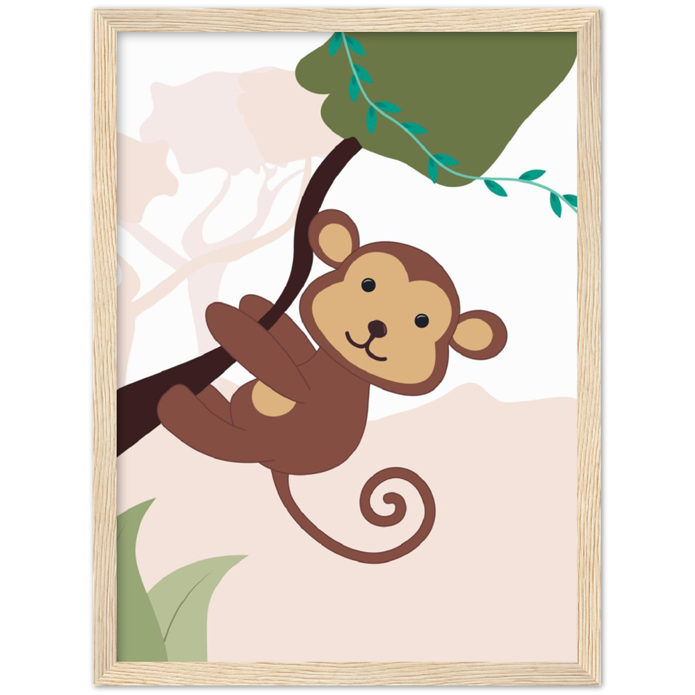 Nursery Monkey Wooden Framed Wall Art Gelato The Little Baby Brand