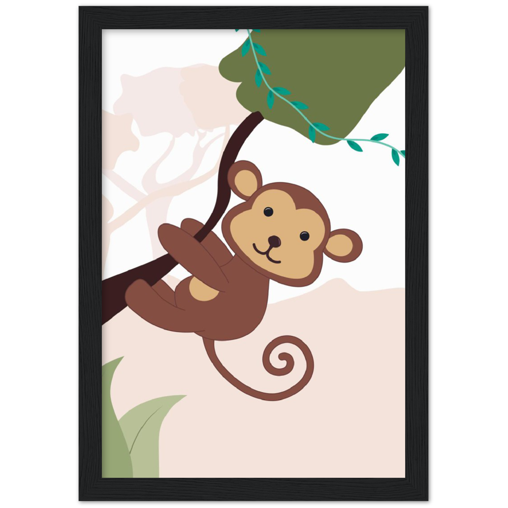 Nursery Monkey Wooden Framed Wall Art Gelato The Little Baby Brand