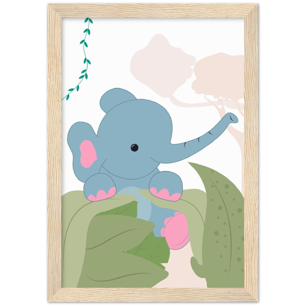 Nursery Elephant Wooden Framed Wall Art Gelato The Little Baby Brand