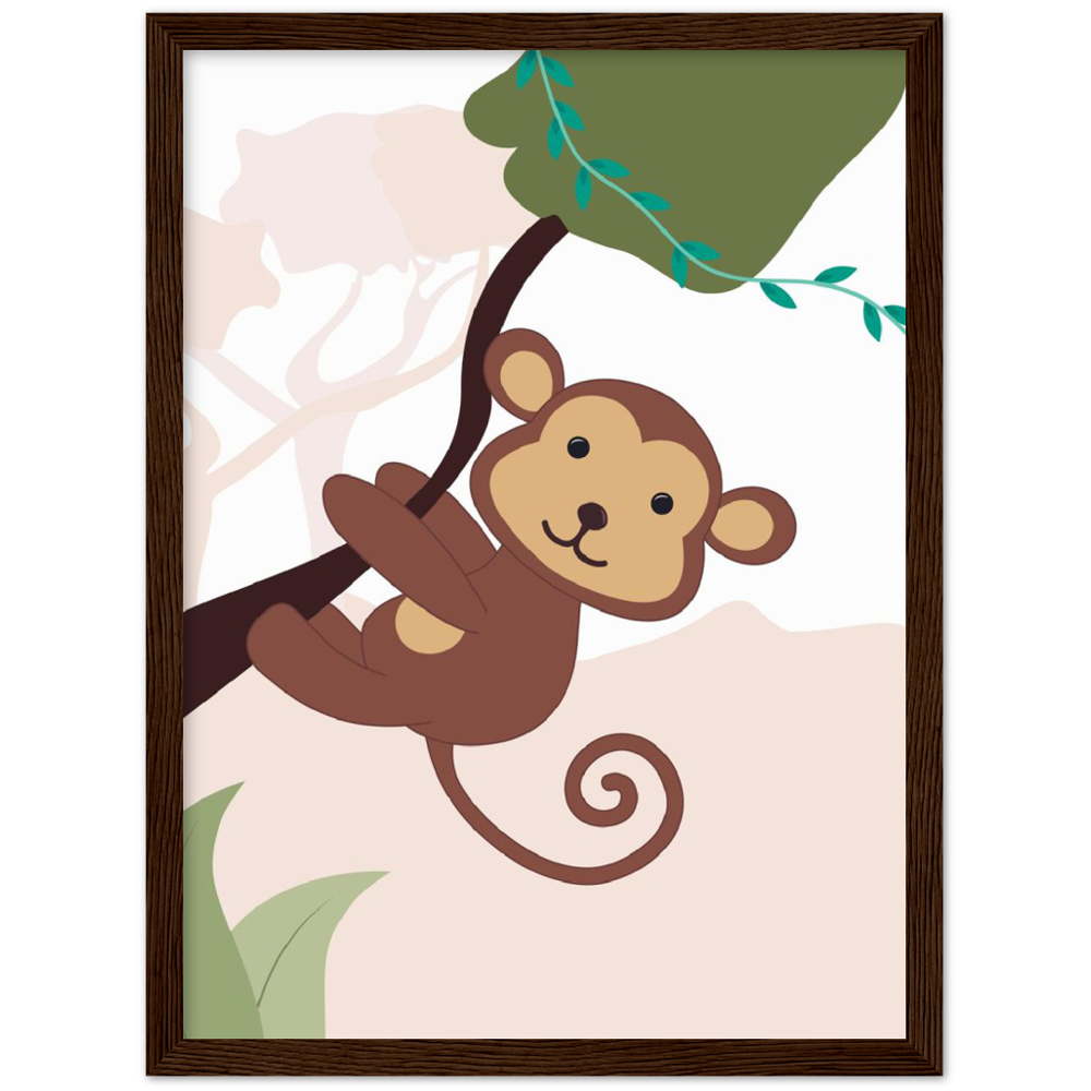 Nursery Monkey Wooden Framed Wall Art Gelato The Little Baby Brand