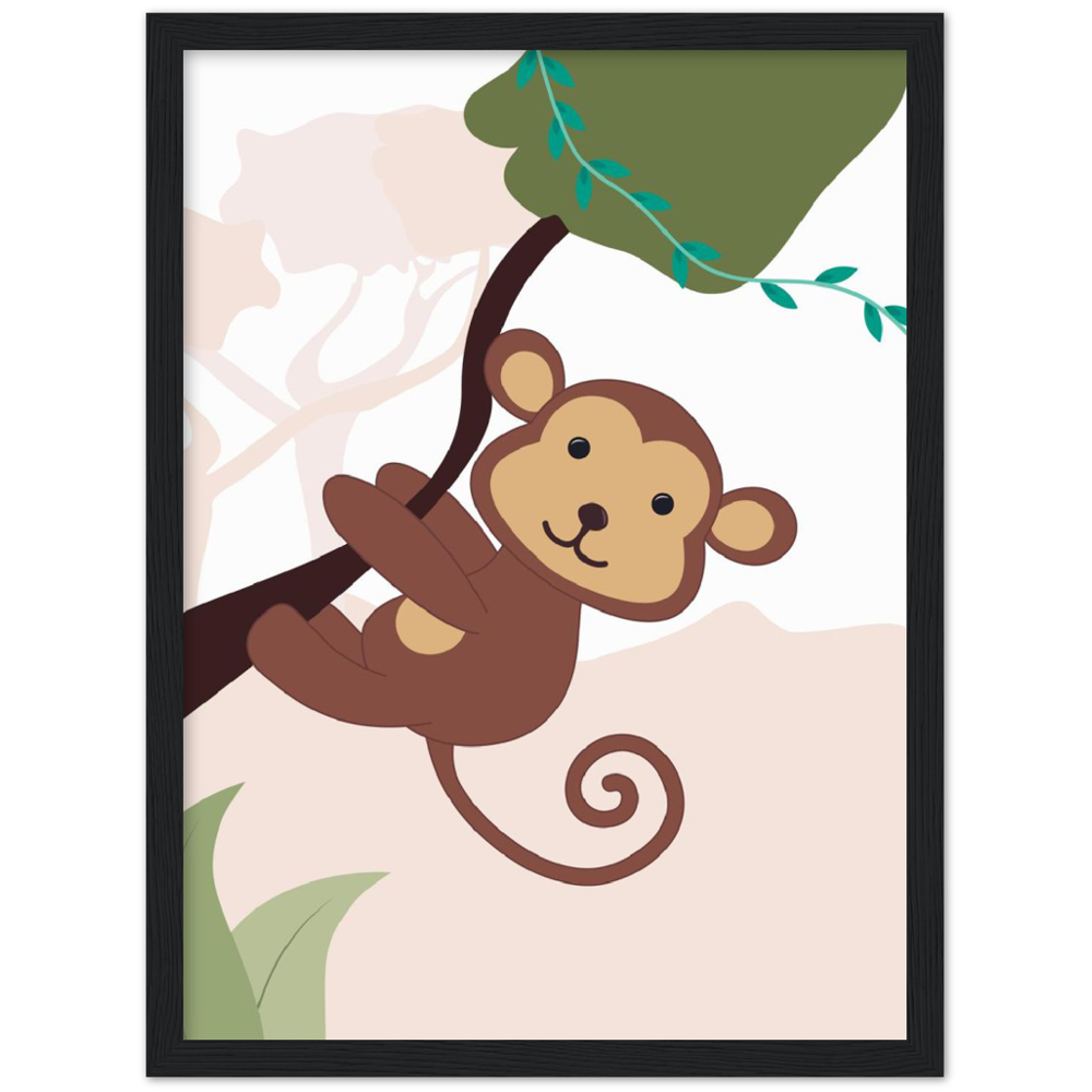 Nursery Monkey Wooden Framed Wall Art Gelato The Little Baby Brand