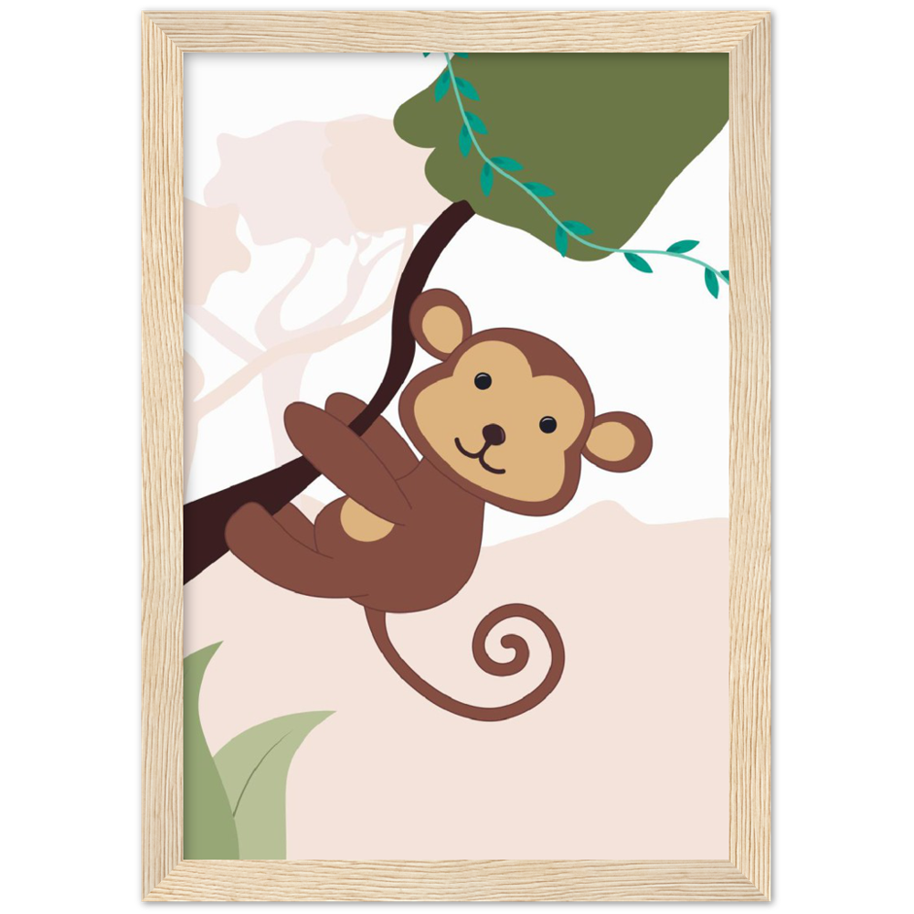 Nursery Monkey Wooden Framed Wall Art Gelato The Little Baby Brand