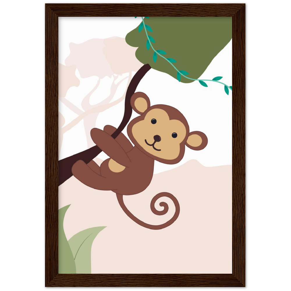 Nursery Monkey Wooden Framed Wall Art Gelato The Little Baby Brand