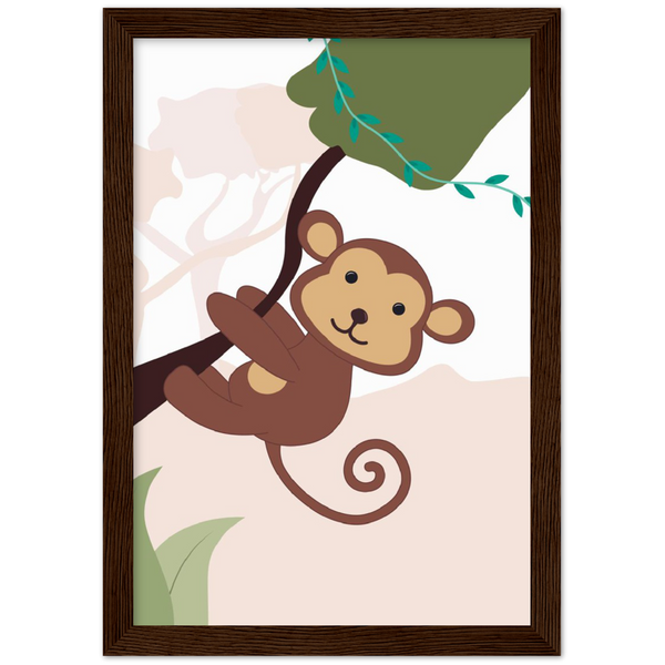 Nursery Monkey Wooden Framed Wall Art Gelato The Little Baby Brand