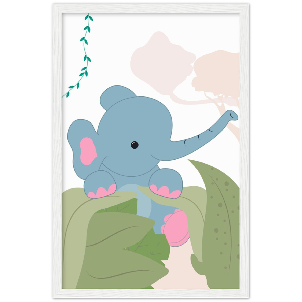 Nursery Elephant Wooden Framed Wall Art Gelato The Little Baby Brand