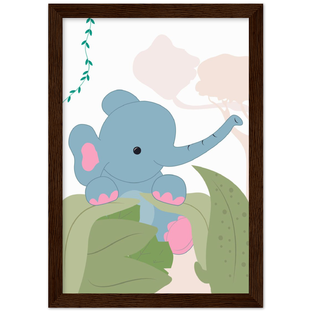 Nursery Elephant Wooden Framed Wall Art Gelato The Little Baby Brand