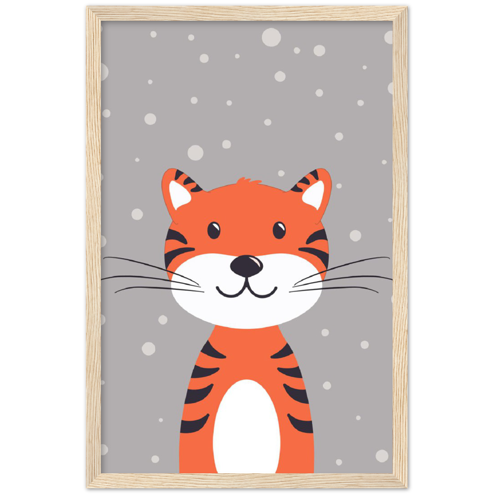 Nursery Tiger Wooden Framed Wall Art Gelato The Little Baby Brand
